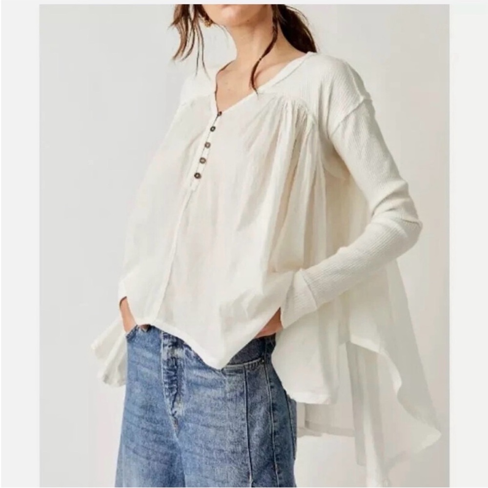 NWT We the Free White Button-Down Women's Top
